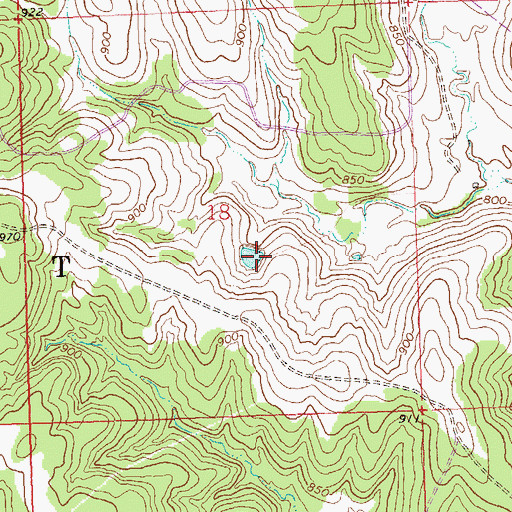 Topographic Map of Oknoname 113065 Dam, OK