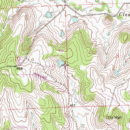 Topographic Map of Oknoname 113064 Dam, OK