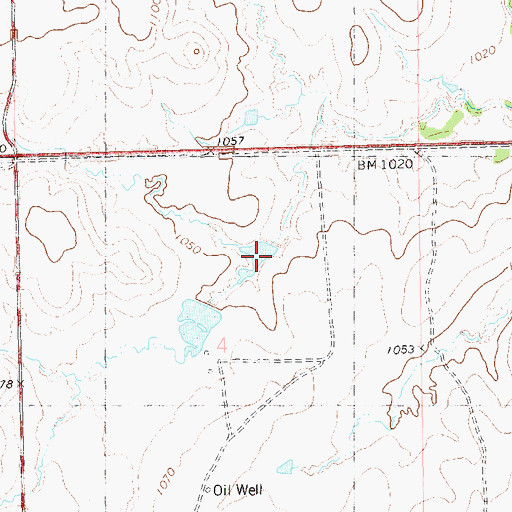 Topographic Map of Oknoname 113155 Dam, OK