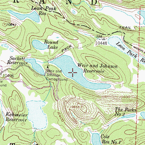 Topographic Map of Weir and Johnson Reservoir, CO