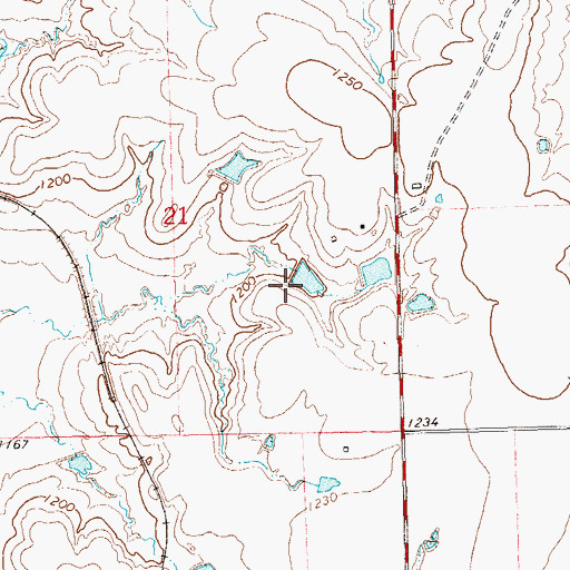 Topographic Map of Oknoname 113140 Dam, OK