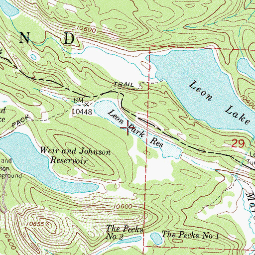 Topographic Map of Leon Park Reservoir, CO