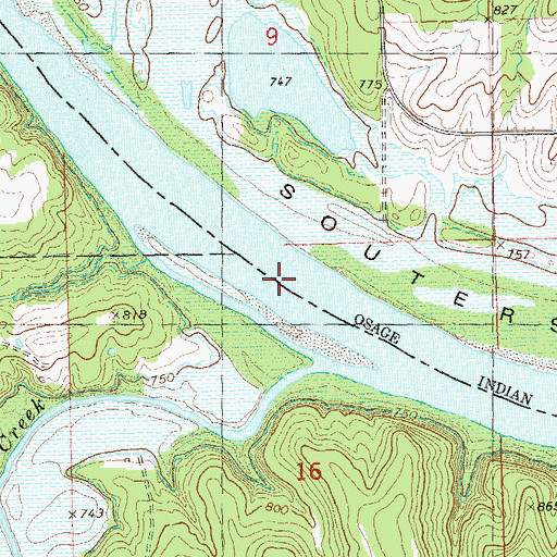 Topographic Map of Oknoname 113102 Dam, OK