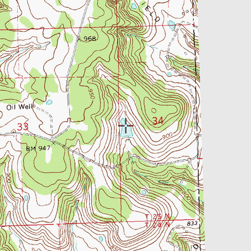 Topographic Map of Oknoname 113091 Reservoir, OK