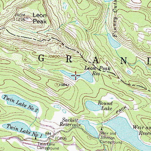 Topographic Map of Leon Peak Reservoir, CO