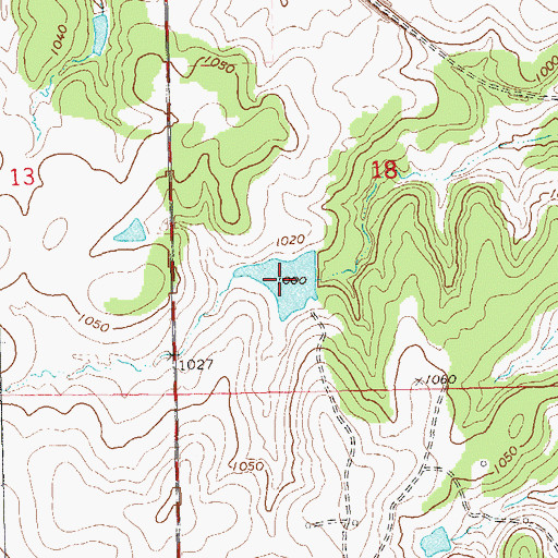 Topographic Map of Oknoname 113113 Reservoir, OK