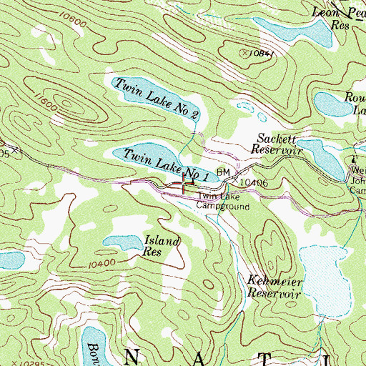 Topographic Map of Twin Lake Campground, CO