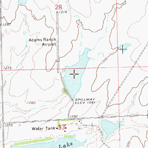 Topographic Map of Adams Ranch Airport Lake, OK