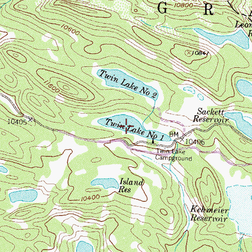 Topographic Map of Twin Lake Number One, CO