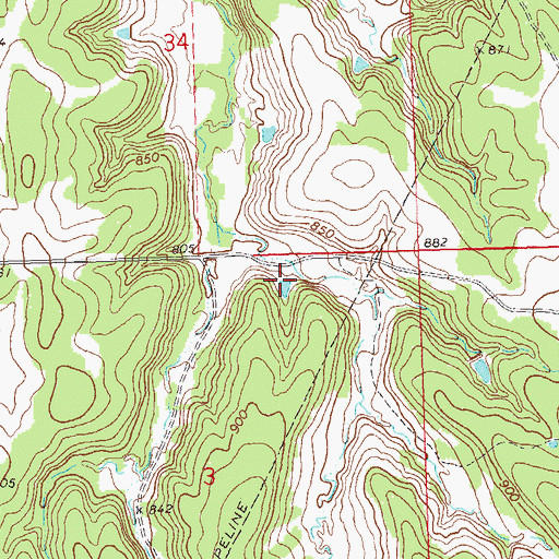Topographic Map of Oknoname 113019 Reservoir, OK