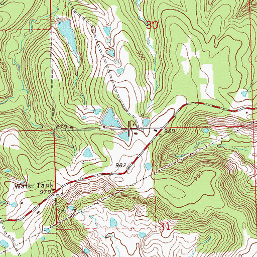 Topographic Map of Oknoname 113041 Dam, OK