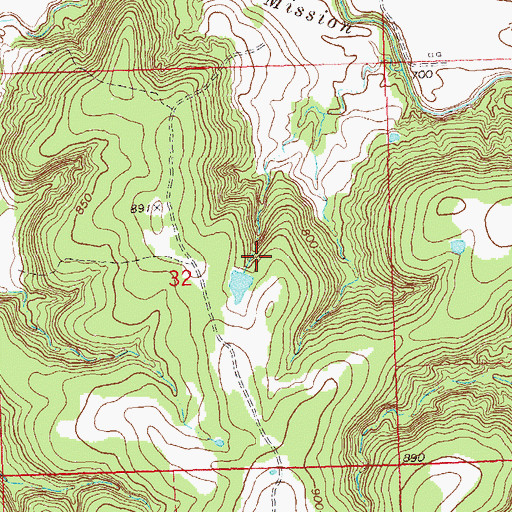 Topographic Map of Oknoname 113042 Dam, OK