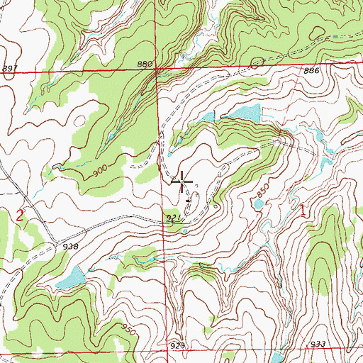 Topographic Map of Oknoname 113043 Dam, OK