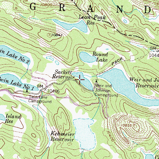 Topographic Map of Sackett Reservoir, CO