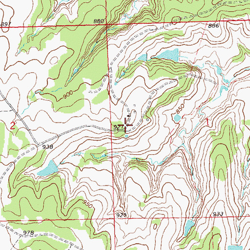 Topographic Map of Oknoname 113045 Dam, OK