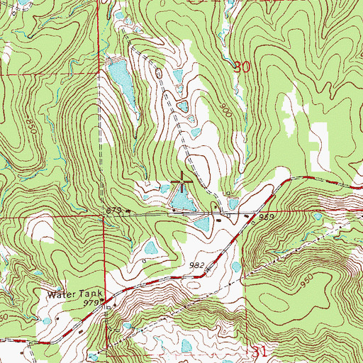 Topographic Map of Oknoname 113040 Reservoir, OK