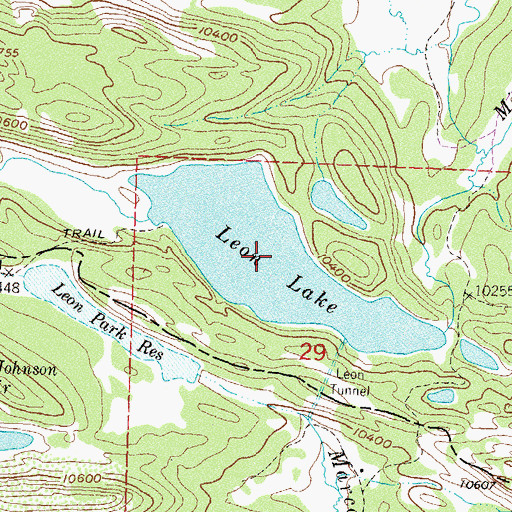 Topographic Map of Leon Lake, CO