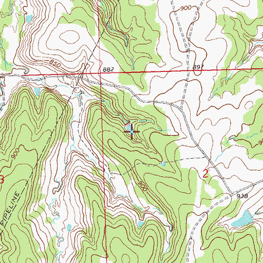 Topographic Map of Oknoname 113021 Reservoir, OK