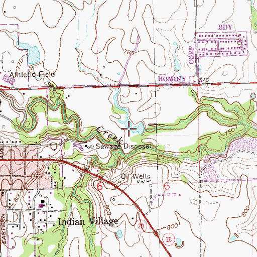 Topographic Map of Oknoname 113062 Reservoir, OK