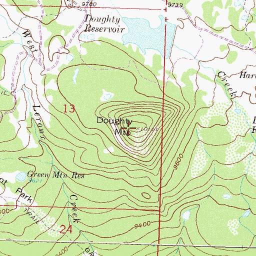 Topographic Map of Doughty Mountain, CO