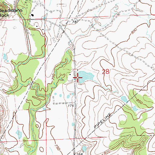 Topographic Map of Oknoname 113003 Dam, OK