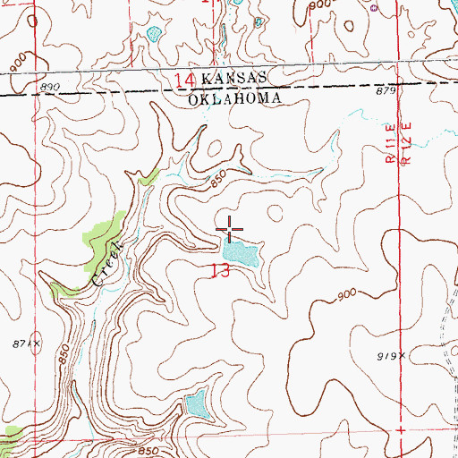 Topographic Map of Oknoname 113005 Dam, OK