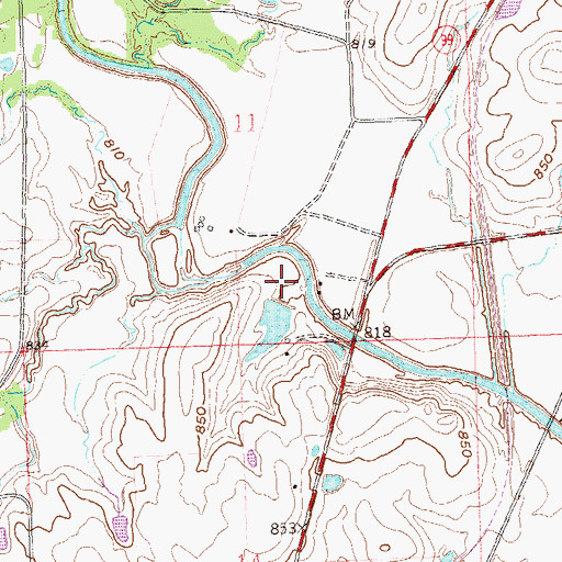 Topographic Map of Oknoname 113029 Reservoir, OK