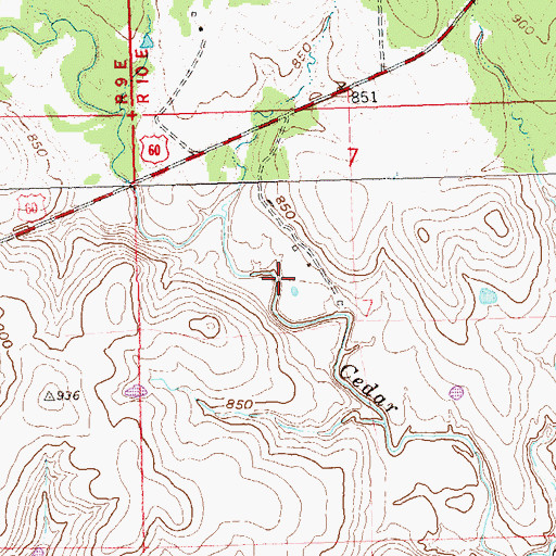 Topographic Map of Oknoname 113030 Reservoir, OK