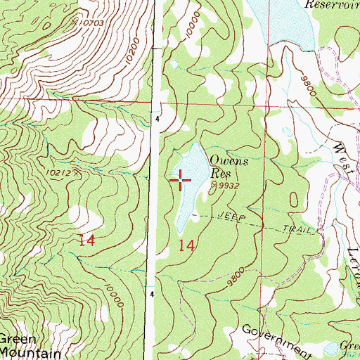 Topographic Map of Owens Reservoir, CO