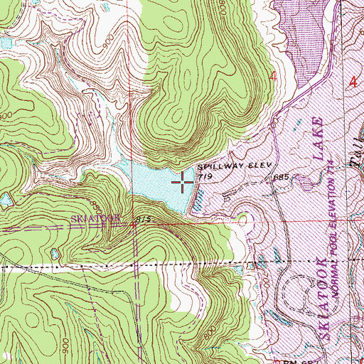 Topographic Map of Oknoname 113003 Reservoir, OK
