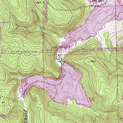 Topographic Map of Oknoname 113004 Reservoir, OK