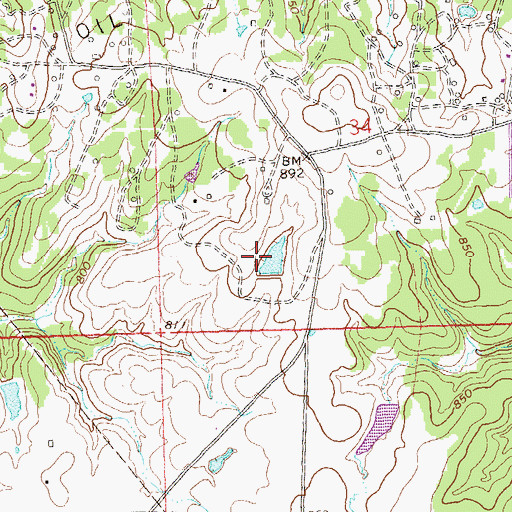 Topographic Map of Oknoname 113066 Dam, OK