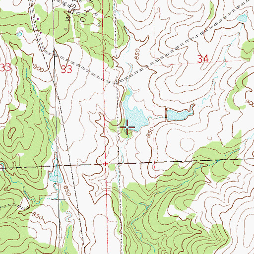 Topographic Map of Oknoname 113068 Dam, OK