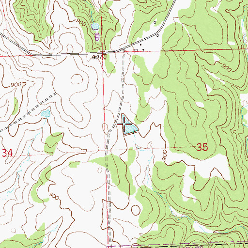 Topographic Map of Oknoname 113070 Reservoir, OK