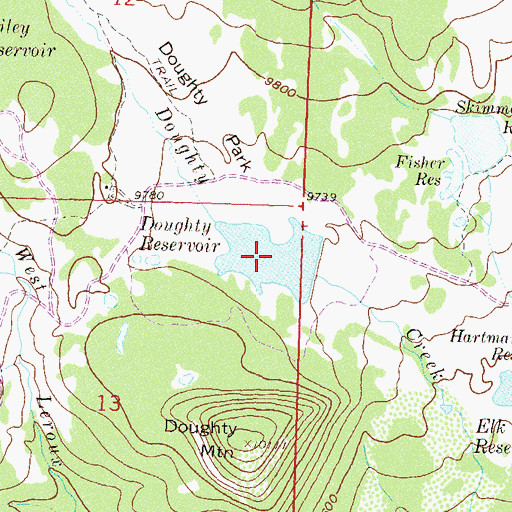 Topographic Map of Doughty Reservoir, CO
