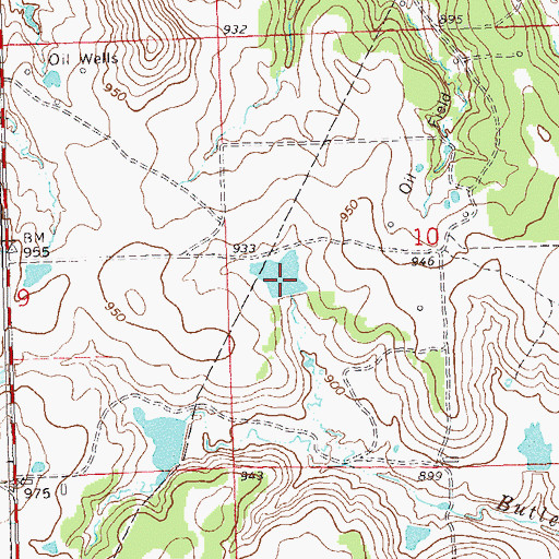 Topographic Map of Oknoname 113037 Dam, OK