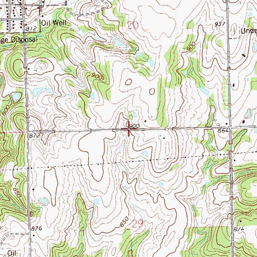 Topographic Map of Oknoname 11905 Dam, OK