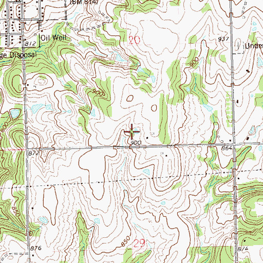 Topographic Map of Oknoname 11905 Reservoir, OK