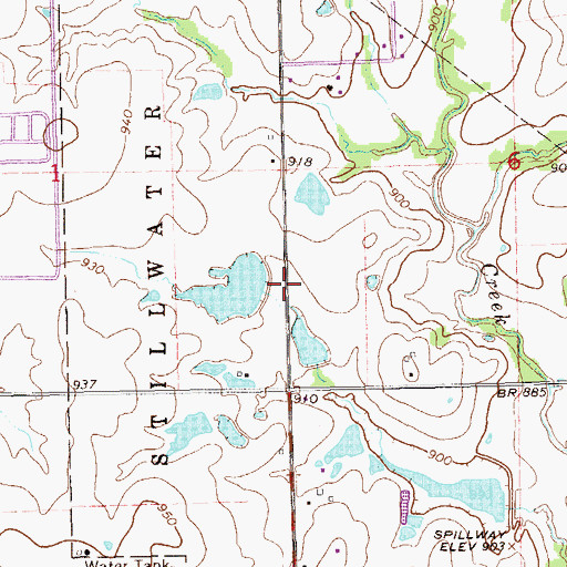 Topographic Map of Oknoname 11906 Dam, OK