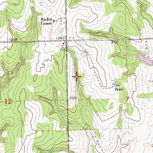 Topographic Map of Oknoname 11907 Dam, OK