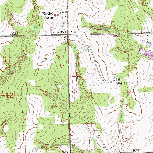 Topographic Map of Oknoname 11907 Reservoir, OK