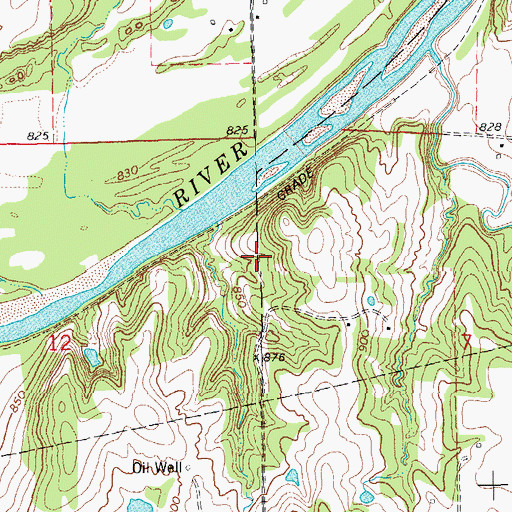 Topographic Map of Oknoname 11909 Dam, OK