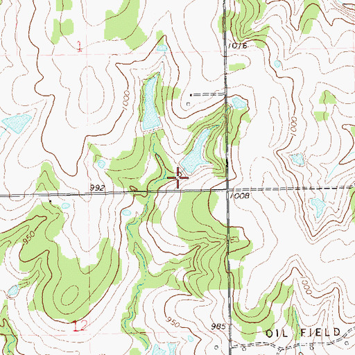 Topographic Map of Oknoname 11911 Dam, OK