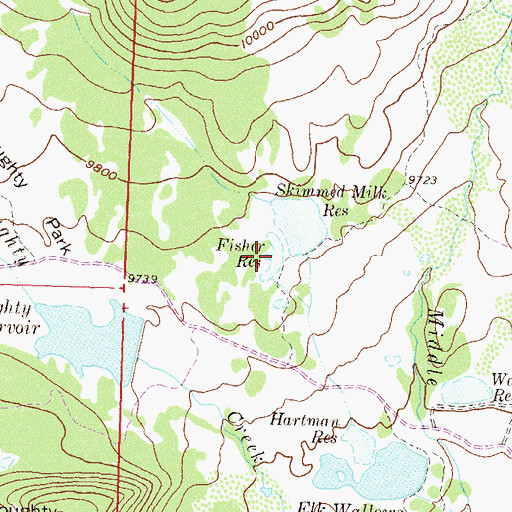 Topographic Map of Fisher Reservoir, CO