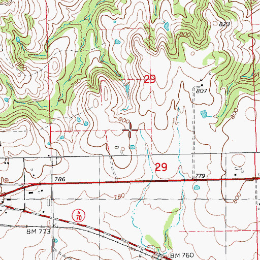 Topographic Map of Cushing Country Club Reservoir, OK