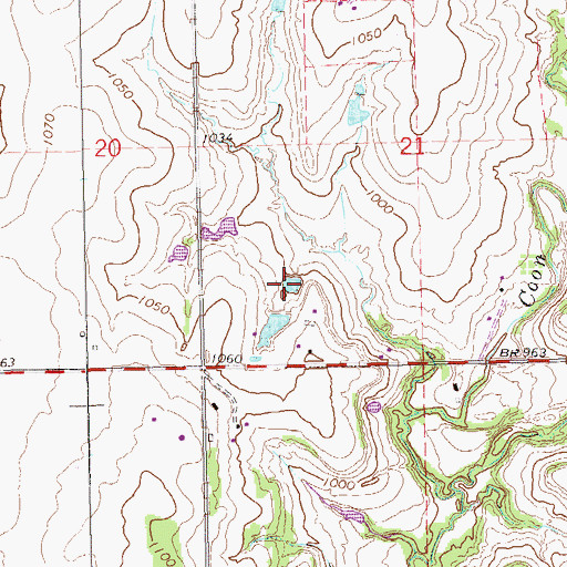 Topographic Map of Oknoname 071021 Reservoir, OK