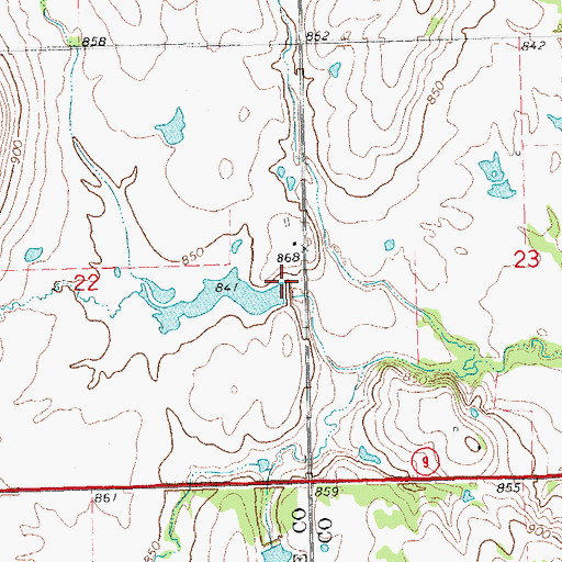 Topographic Map of Stafford and Jennings Dam, OK