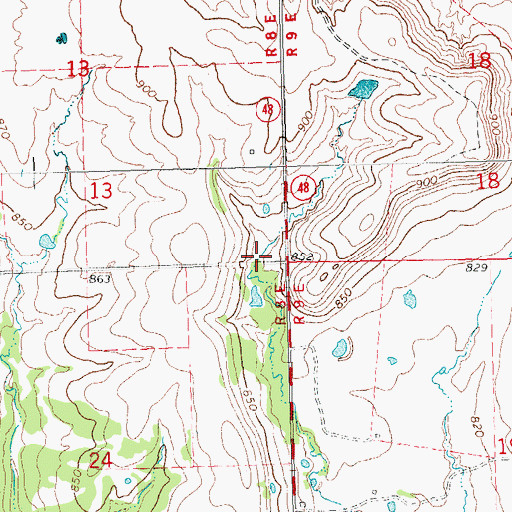 Topographic Map of Grant Osborn Reservoir, OK
