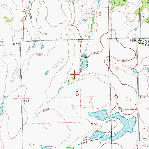 Topographic Map of Joe Greenlee Dam, OK