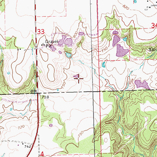 Topographic Map of Mike Russell Dam, OK